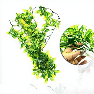 Guirnalda de <span class=keywords><strong>Hojas</strong></span> Artificiales <span class=keywords><strong>Amarillas</strong></span> Ecológicas y Duraderas para Colgar en la Pared, Follaje Realista para Decoración de Terrarios de Reptiles - Product Image 1