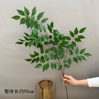 O-X752 Vente en gros de feuilles artificielles de haute qualité, feuilles artificielles au toucher réel, plantes vertes, feuilles de laurier