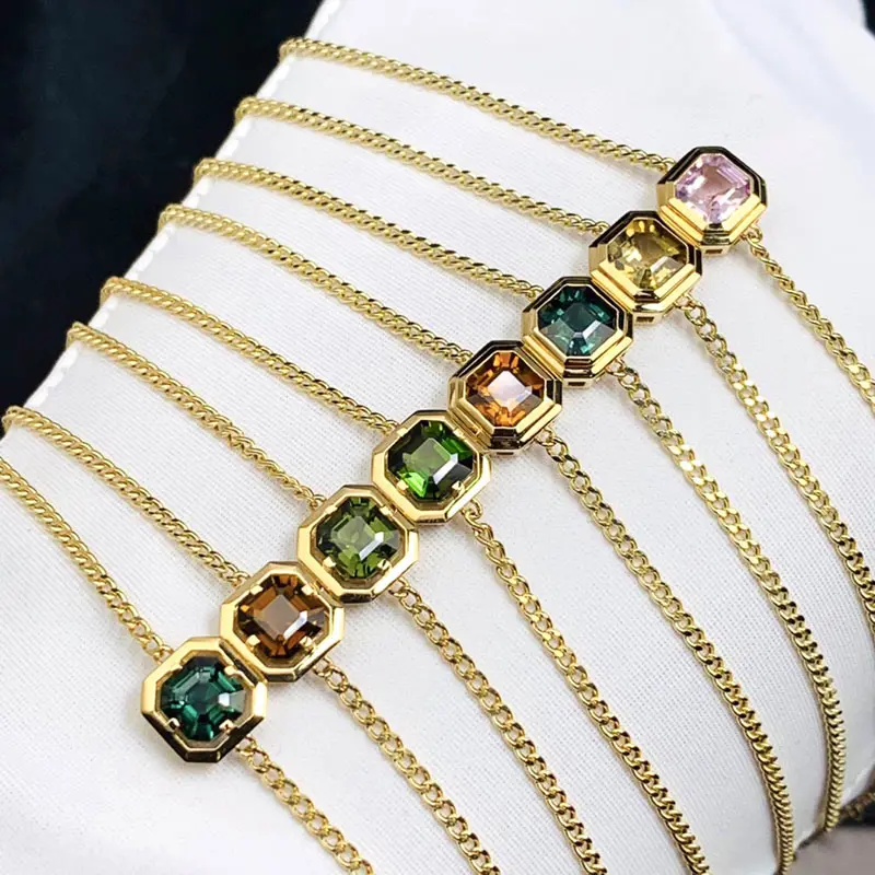 Luxury Fashion AU750 Pure 18K Gold Pawnable Tourmaline bracciale Fine Jewelry bracciali da donna