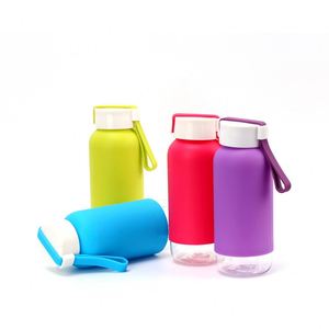 400ml Portable Plastic Water <b>Bottle</b> with Protective Silicone Sleeve & Carry Handle, Leakproof Reusable Water Jug for Fitness - Product Image 3