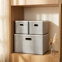 Boîtes de rangement pliables paniers de rangement en tissu avec couvercles et poignées en plastique pour la maison chambre placard bureau organisateur de rangement
