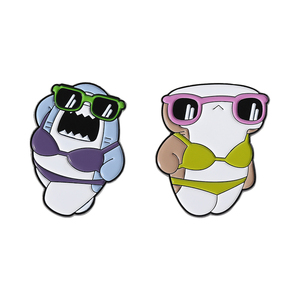 Broches en émail créatives et mignonnes, motifs requin et tortue de mer, style dessin animé, thème vacances et plage, badges pour sac et revers, bijoux, cadeau pour amis - Product Image 1