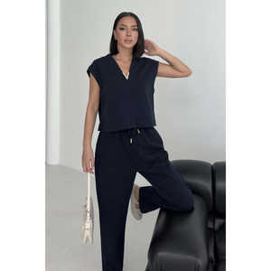 เสื้อเบลาส์ผ้าลินินคอวีสำหรับผู้หญิง - Product Image 3