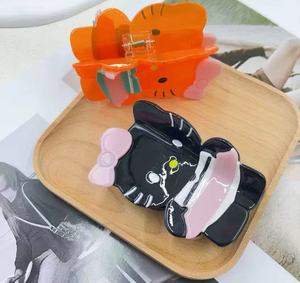 Pince à <span class=keywords><strong>cheveux</strong></span> artisanale en acétate JingLan, style japonais et coréen, écologique, de haute qualité, colorée, à thème animalier, motif chat de dessin animé, pour femmes - Product Image 3