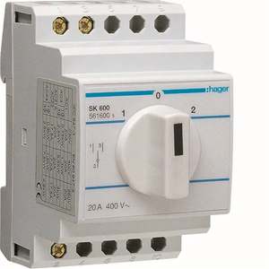 SK600 Personalizzabile con interruttore unipolare Hagers senza neutro 20A 400V AC, 1 NO-NC 3M - Product Image 1