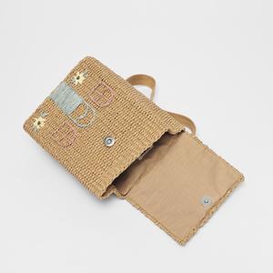 Mini Mochila de Paja para Mujeres, Niñas y Estudiantes con Diseño de Casa Bordada y Forro de Poliéster Tejido - Product Image 4