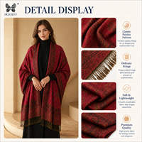 Écharpe Cachemire Femme Douce Jacquard Paisley Ethnique Vintage Longs Pompons Double Face Hijab Automne Pois Losanges – Expédition Rapide