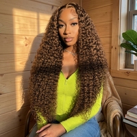 Perruques Lace Front BIANFA 30 pouces, brun chocolat, ondulations profondes, densité 220 HD, bouclées, pré-épilées, sans colle, pour femmes