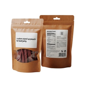 Sacs en plastique laminé de qualité alimentaire, finition mate, fenêtre transparente, fermeture éclair refermable, impression personnalisée pour les marques de bœuf séché premium - Product Image 1