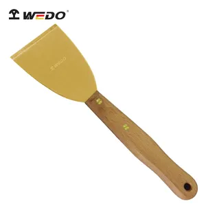 WEDO Cuchillo para masilla con mango largo de madera de cobre y latón de seguridad antichispas