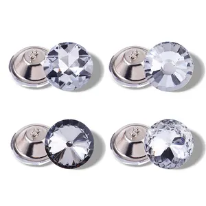Factory Direct Commercial Colorful Luxury Rhinestone Crystal Acrylic Buttons 22 MM With Metal Loop Round Buttons For Sewing Sofa
