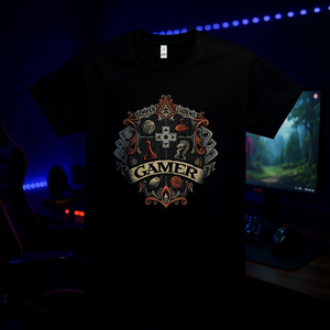 Camiseta Negra Gamer Crest para Hombre, Camiseta Gráfica, Ropa de Juego - Product Image 2