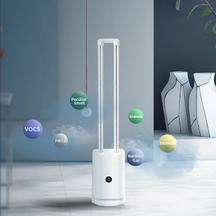 Leafless Electric Air Purifier Fan Smart Voice Controlled Fan With HEPA Filter Touch-Sensitive Panel