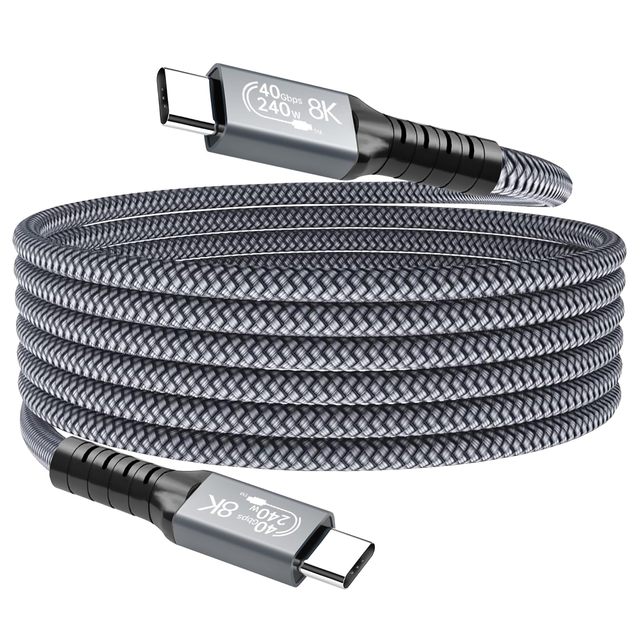 SYONG 240W USB4 Cable 40GBps Data Transmission 8K 60Hz HD Extension for Thunderbolt 4 MAC Super Fast 240W PD Charging Computers