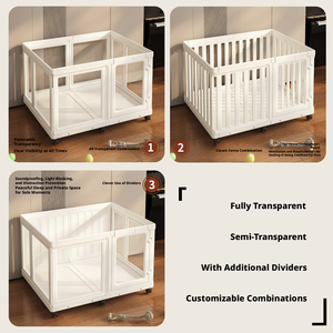 Kandang/Playpen Hewan Kecil Anjing/Kucing Indoor yang Dapat Dipindahkan, Transparan Penuh/Berpalang/Berpartisi, Mudah Dirakit, Mudah Dibersihkan, Plastik Besi - Product Image 2