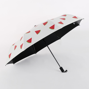 <span class=keywords><strong>Parapluie</strong></span> <span class=keywords><strong>traditionnel</strong></span> <span class=keywords><strong>japonais</strong></span> à ouverture automatique, 3 plis, noir, anti-UV, motif pastèque imprimé, en pongee, pour l'été et les voyages - Product Image 3