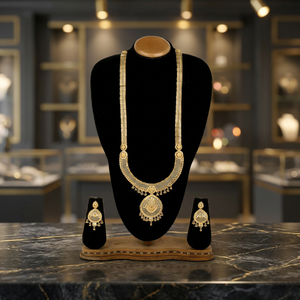 Parure de bijoux longue plaquée or 14K 18K 24K pour mariée, comprenant des colliers longs, bijoux de mode et bijoux traditionnels - Product Image 2