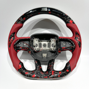 Volant en fibre de carbone forgé rouge/motif de pouce/LED pour Dodge Charger Challenger Hellcat Durango SRT <span class=keywords><strong>Chrysler</strong></span> 300 - Product Image 1