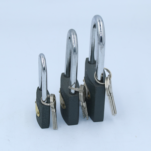 75mm भारी शुल्क pujiang ग्रे रंग चित्रित डबल लॉक बड़ी कुंजी कठोर हथकड़ी लोहा ताला - Product Image 3