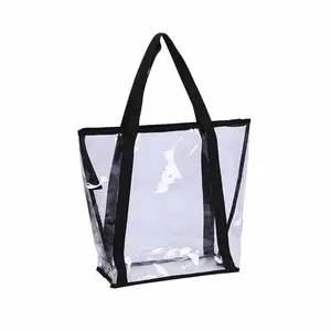 Custom Printed Large TPU PVC Waterproof Transparent Clear Summer Beach Tote Bags Women