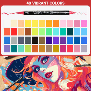 Marqueurs acryliques OEM à double pointe stylo personnalisé 48/60/72 couleurs jeu de marqueurs acryliques permanents étanches pour la peinture <span class=keywords><strong>Graffiti</strong></span> - Product Image 3