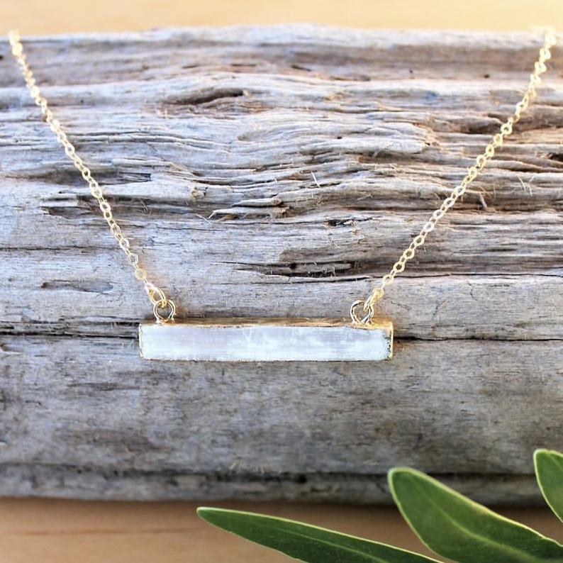 LS-L2576 terbaru selenite kalung untuk gadis hadiah dainty perhiasan emas  berlapis batu permata kalung harian wanita kalung