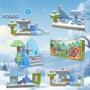Blocs magnétiques 100 pièces, blocs <span class=keywords><strong>de</strong></span> construction magnétiques, <span class=keywords><strong>château</strong></span> <span class=keywords><strong>de</strong></span> princesse, jardin, cubes <span class=keywords><strong>de</strong></span> construction magnétiques STEM pour les jouets des enfants - Product Image 5