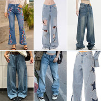 Jeans pour femmes, fabriqués directement par le fabricant, élégants, confortables, multifonctionnels, taille haute, jambe large, denim, livraison aléatoire