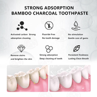 Pasta Dental Blanqueadora de Dientes con Carbón de Bambú y Menta, Sin Flúor, Elimina el Mal Aliento y las Manchas Dentales, Dientes Blancos y Limpios, Silicona Negra