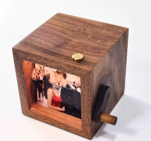 Custom <strong>Mini</strong> Wooden Flip Book <strong>Frame</strong> with Light Photo Album Hand Crank Personalized Gift Die Cutting Printing for Women and Men - Product Image 1