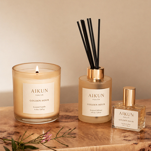 AIKUN Usine Vente en Gros Musc Ambre Roseau Diffuseur et Bougie Cadeau Ensemble pour Salon Chambre Décoration Maison - Product Image 3