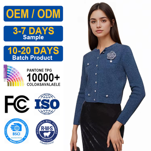 Cárdigans Elegantes de Lana Tejida para Mujer, OEM ODM, Proveedores de Ropa de Diseñador, Abrigos de <span class=keywords><strong>Manga</strong></span> <span class=keywords><strong>Larga</strong></span>, Suéteres Personalizados - Product Image 1
