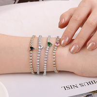 Bracelet minimaliste en acier inoxydable doré avec délicats accents de zircon en forme de cœur, chaîne fine, bijoux élégants pour femmes