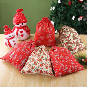 Nueva bolsa de regalo de Navidad de cáñamo fino grande, bolsa de embalaje de regalo de dulces, paquete impreso, bolsa de Navidad - Product Image 5