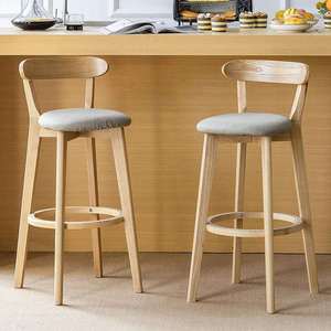 Sillas de Bar con Estructura de Madera y Asientos Acolchados, Sillas de Pub de Madera Natural Clara con Asientos Acolchados para Bares - Product Image 1