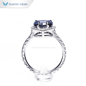 Anelli di Gioielleria alla Moda Tianyu Gems <span class=keywords><strong>con</strong></span> Moissanite <span class=keywords><strong>Blu</strong></span> Scuro Taglio a <span class=keywords><strong>Cuore</strong></span> 9*9mm 3ct in Argento S925 Placcato Oro Bianco 18k - Product Image 2