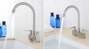 Lavabo traditionnel en acier inoxydable <span class=keywords><strong>avec</strong></span> <span class=keywords><strong>deux</strong></span> trous et <span class=keywords><strong>deux</strong></span> poignées Noyau de valve en céramique pour <span class=keywords><strong>robinets</strong></span> d'eau froide et chaude - Product Image 5