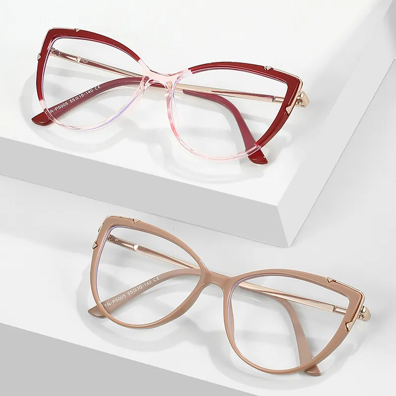 2022 Metal TR90 Women Eye Glasses Anti Blue Light Eyeglasses Fashion Europe Ladies Eyewear Wholesale Glasses