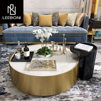 Offre Spéciale de table basse ronde avec incrustation de marbre pour salon au design simple