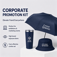 Kit promotionnel d'entreprise personnalisé, ensemble cadeau d'affaires avec logo imprimé, parapluie pliable, gobelet, chapeau bob pour événements et expositions