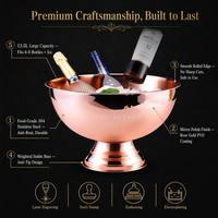 Seau à glace en acier inoxydable 304 pour punch, rose doré, or, argent, 13,5 L, moderne, minimaliste, anti-fuite, pour fêtes et bars