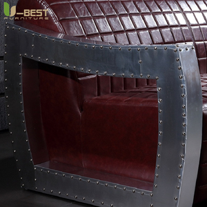 Divano di Alta Qualità in Stile Vintage Industriale Retrò Aviatore per Bar Sigari, Pub, Club, Studio, Concessionaria Auto, Lounge, Arredamento Cyberpunk - Product Image 5