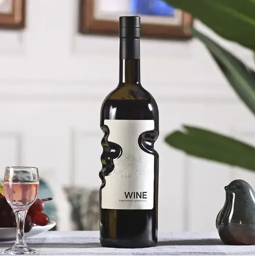 OEM all'ingrosso personalizzato 750ml ambra angelo mano bottiglia di vetro di vino rosso con il chiodo di sughero WishkyBottles per olio contenitore professionale