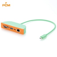 Hub Ekspansi 4-in-1 USB-C ke USB-A USB-C VGA RJ45 LAN 1080P 1000Mbps untuk Kontroler Industri Monitor Otomasi