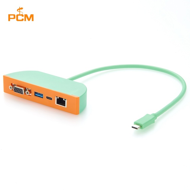 4-in-1 USB-C to USB-A USB-C VGA RJ45 LAN expansion Docking Hub 1080P 1000Mbps for Industrial Controller Monitor Automation