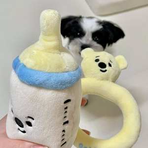 Jouets à mâcher en peluche pour chien, en forme de biberon, avec hochet et sifflet, écologiques, durables, dessin animé, nouveautés - Product Image 2