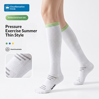 Chaussettes de compression mi-mollet en coton peigné tricoté à une aiguille, motif Cloud Feel Circle, fines, imprimées, pour femme, été, badminton, fitness, course à pied