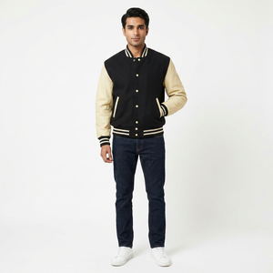 FINER THREADS Blouson de baseball en laine personnalisé, broderie personnalisée en gros, blouson universitaire en satin, respirant pour l'hiver, col montant recouvert - Product Image 1