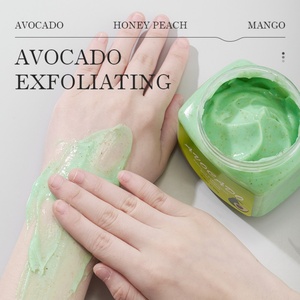 Crema Orgánica para el Cuidado de la Piel al por Mayor de Fábrica, 300g, Exfoliante Corporal con Ingredientes de Aguacate, Mango, Miel y Melocotón - Product Image 3