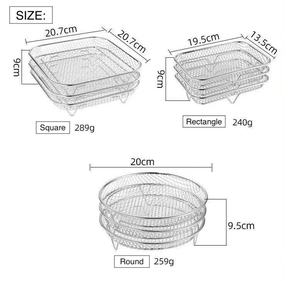 Estante para freidora de aire, cesta de refrigeración de malla de acero inoxidable de grado alimenticio, cesta para asar a la parrilla para uso en panadería, platos para hornear, sartenes - Product Image 4
